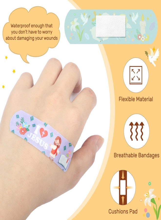 Threlaco 400 Pcs Jesus Bandages Jesus Adhesive Bandages Kids Adults Bulk 2.83x0.75'' Christian Gifts God Bless You Waterproof PE Heals Bandage for Boo Boo Church Sunday School Supplies, Latex Free - Image 3